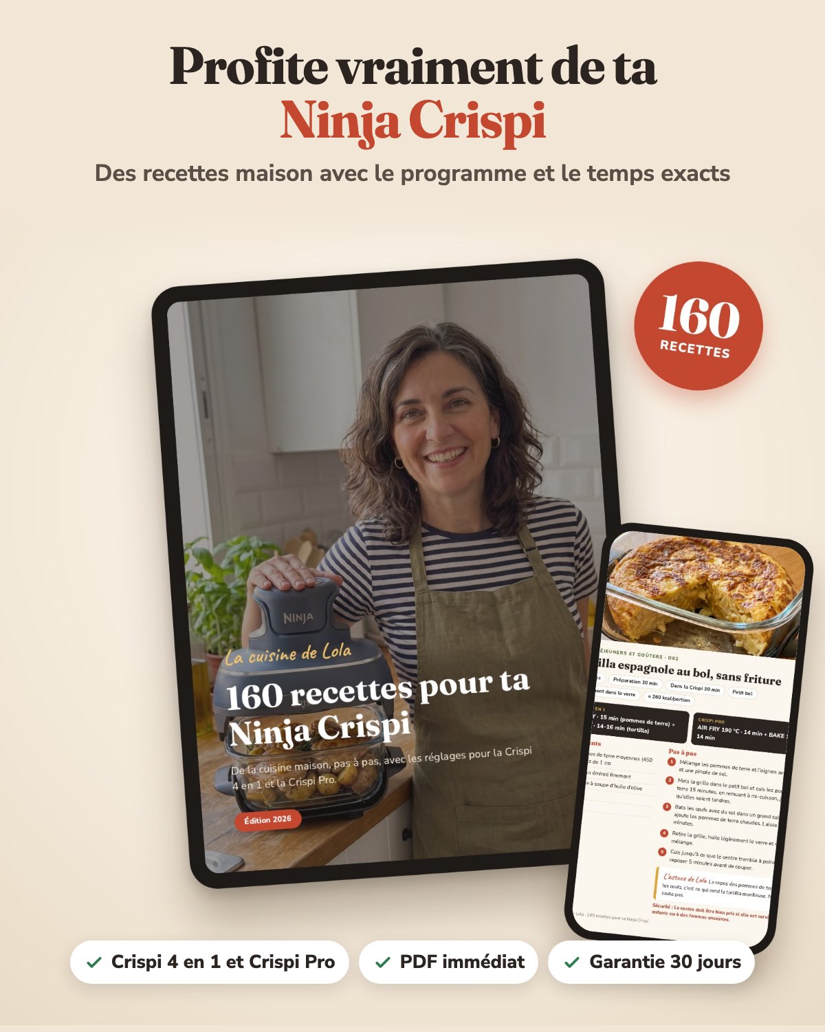 Livre 160 recettes pour ta Ninja Crispi sur tablette et mobile