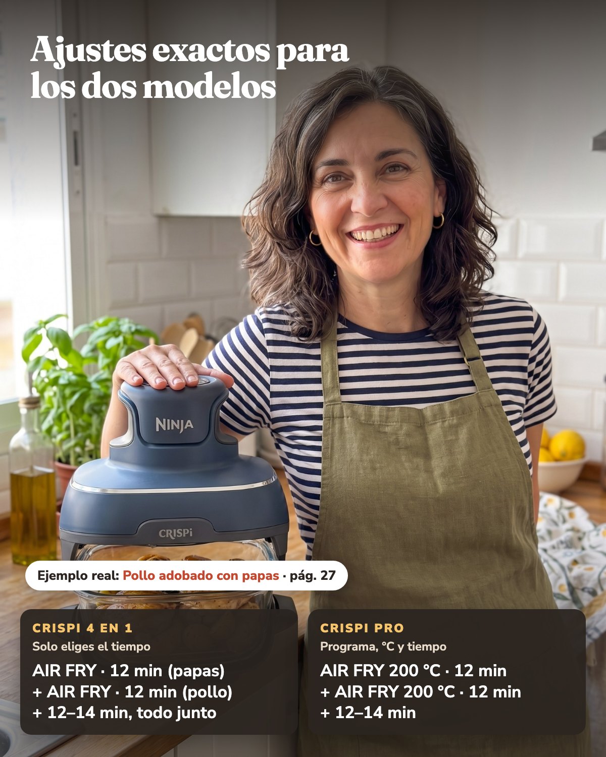 Lola con su Crispi y los ajustes de una receta para los dos modelos
