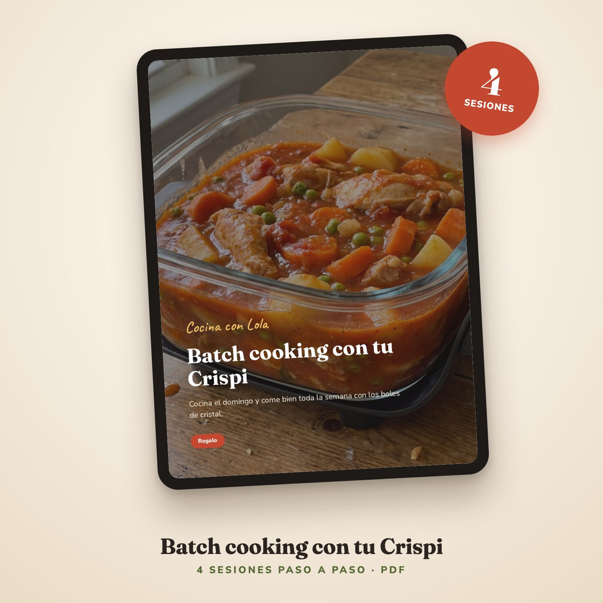 Portada del recetario en una tablet