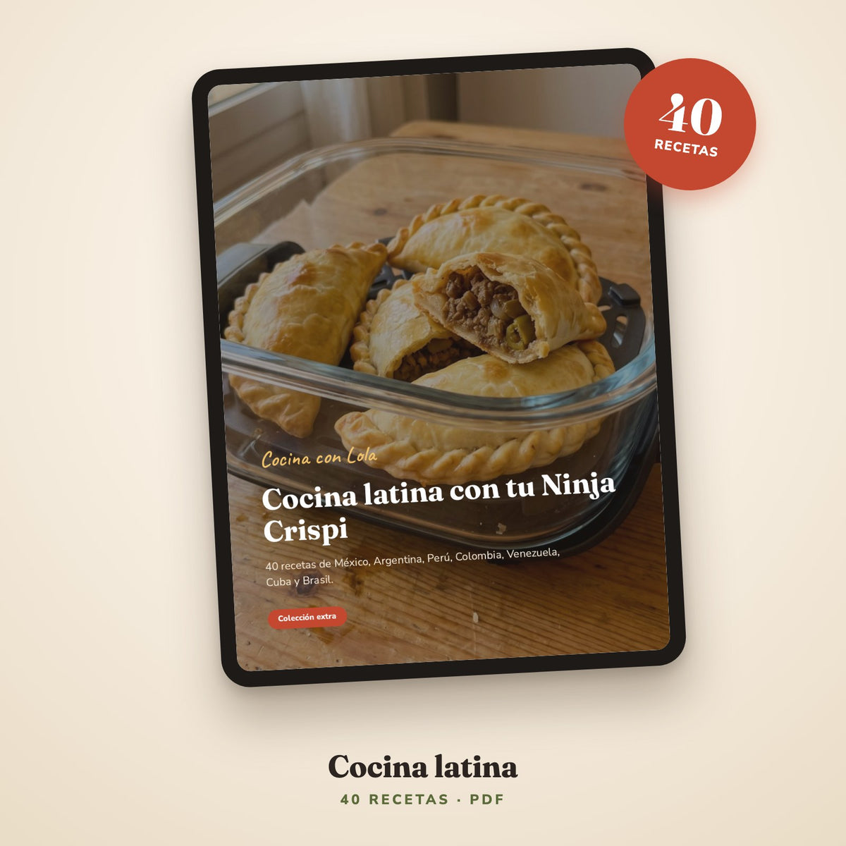 Portada del recetario en una tablet