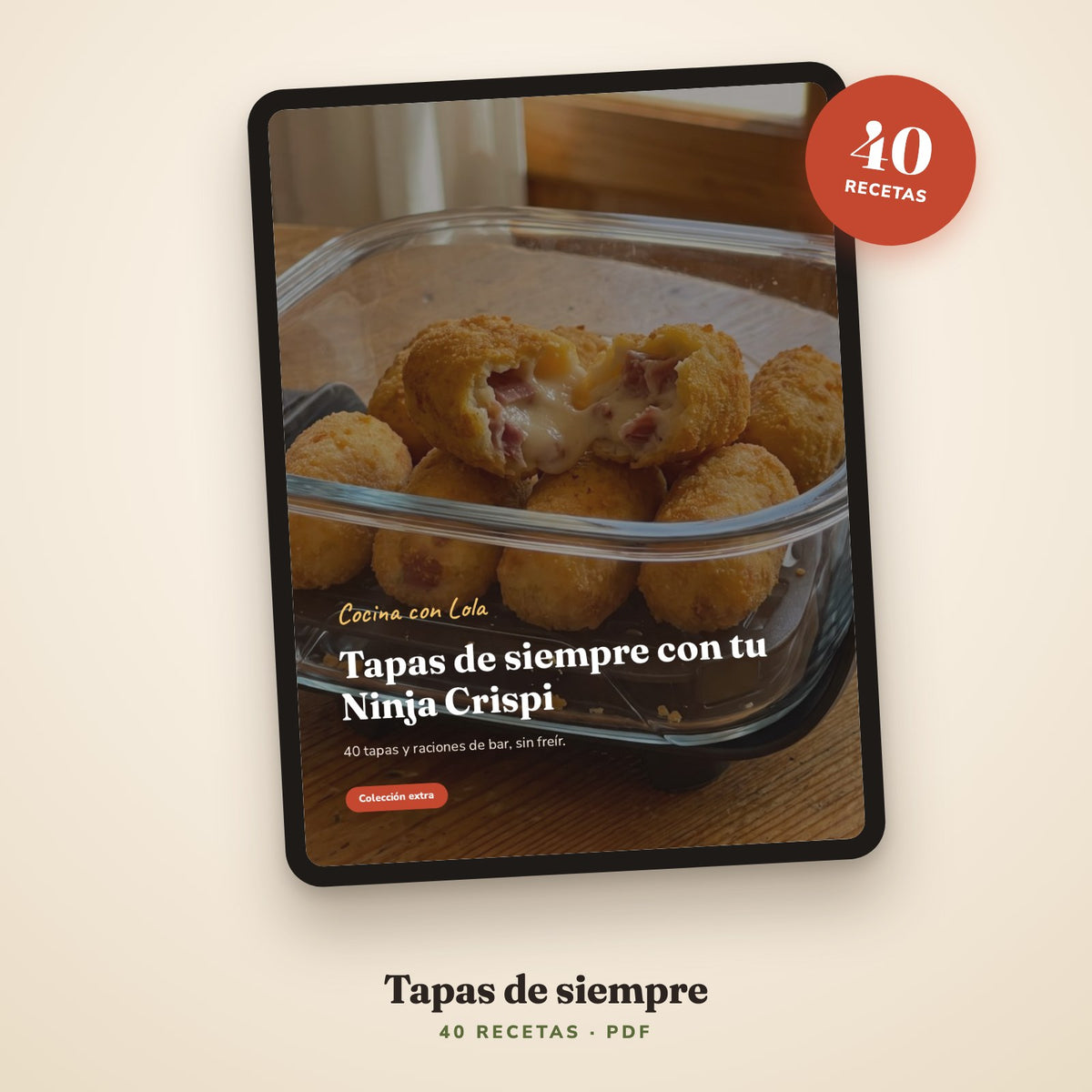 Portada del recetario en una tablet