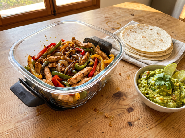 Fajitas de pollo en el bol